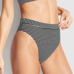 Seafolly High Rise Rio Pant Womens Bikini Bottoms  black white Size 6